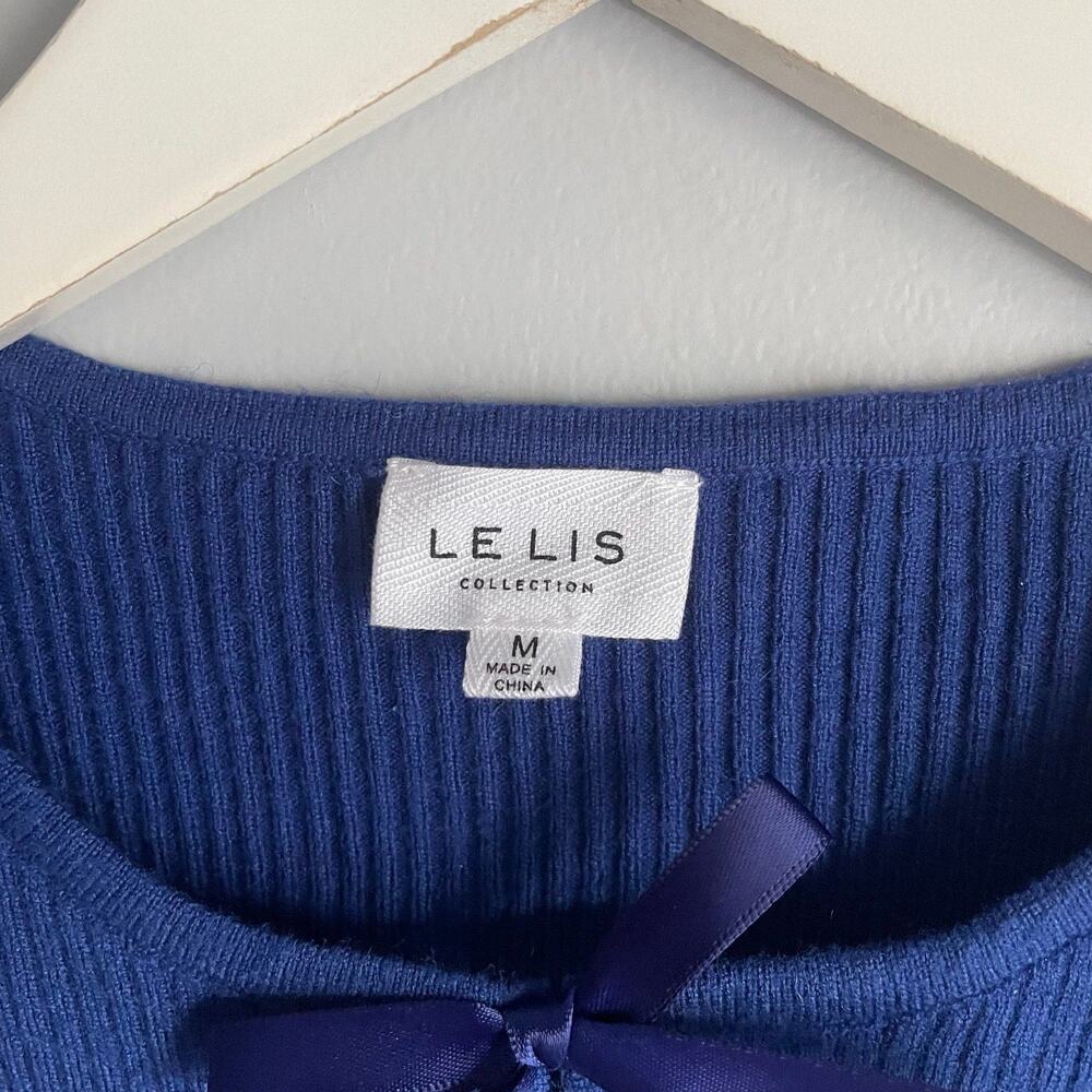 Lelis Collection Cobalt Blue Sleeveless Coquette Bow Ribbed Tank Top size Medium - Picture 3 of 8